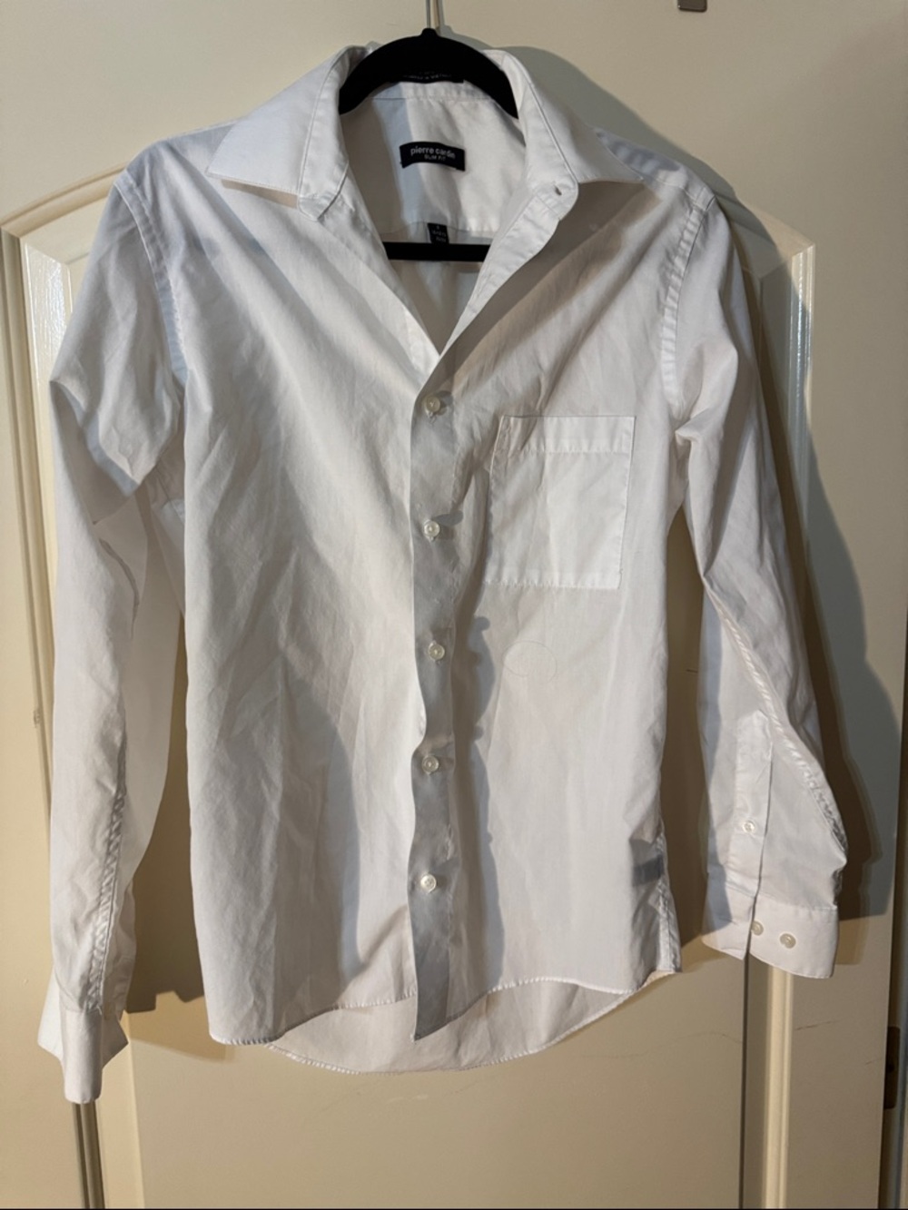 Pierre Cardin Men's White Dress Shirt with Chest Pocket S
